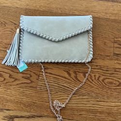 Beige Color Clutch With Gold Chain 