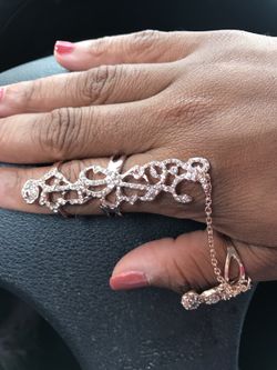 Rose gold and rhinestone multi stack ring