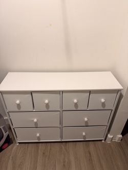 White Fabric Drawer Dresser 8-Drawer