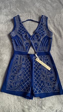 Love Nation Blue Studded Romper (Small)