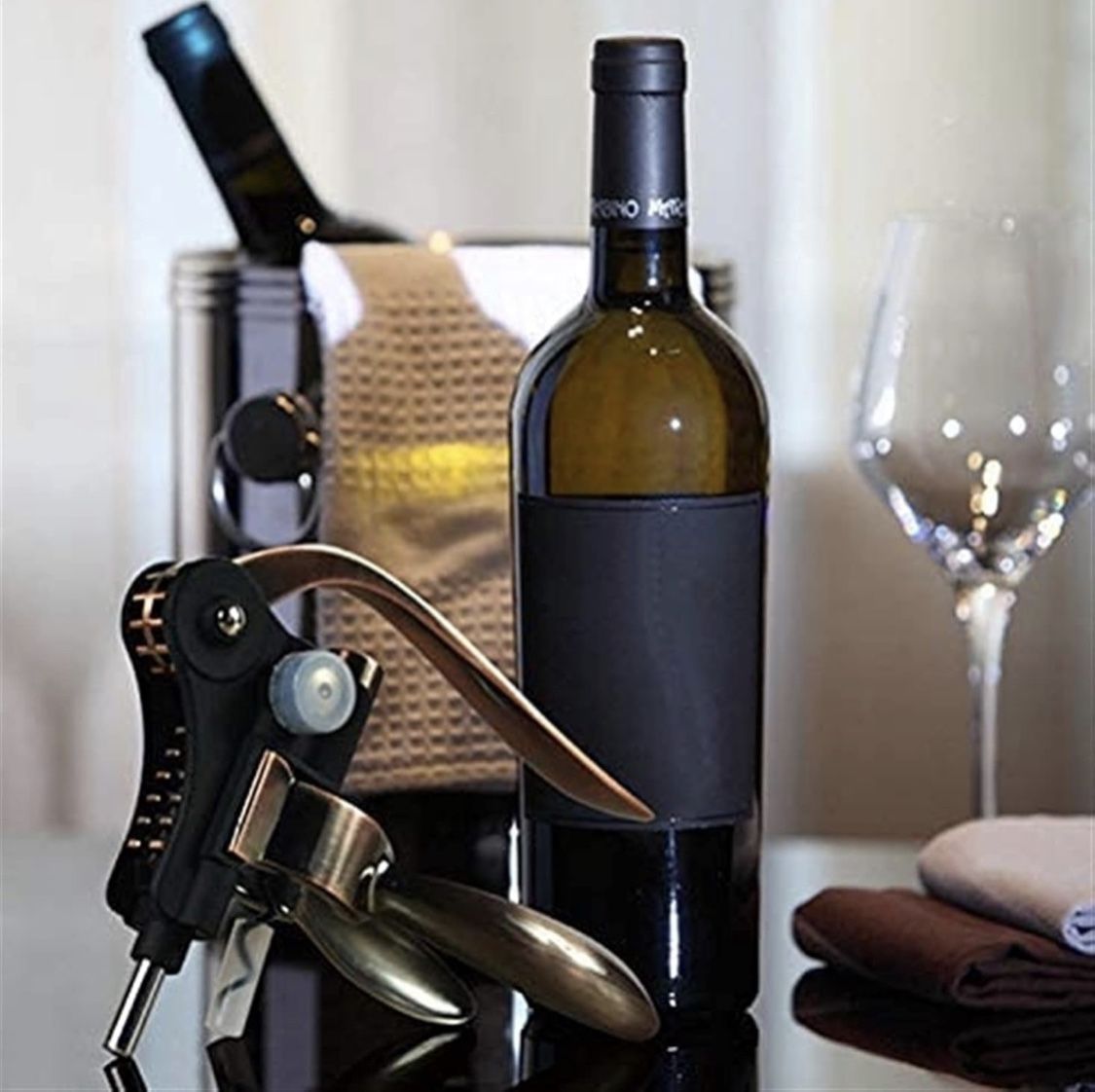 Bottle OpenerVintage Stainless Steel Corkscrew Shapewith Foil Cutter Suitable for Wine Lovers As A Gift Home Kitchen Party Bar Wedding