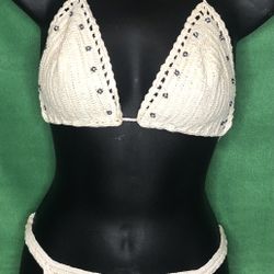Large White Knitted Bikini 
