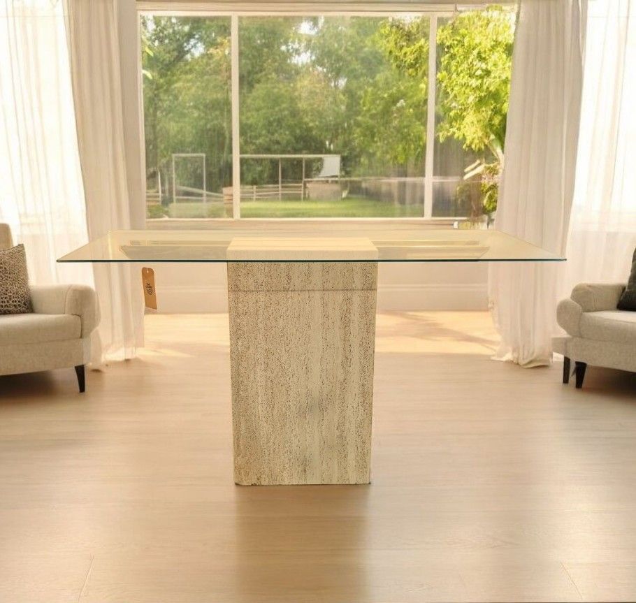 Vintage Travertine Entryway Console Table