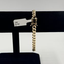 14KT YELLOW GOLD 8” CUBAN BRACELET 26.4GR