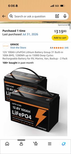 Lithium Battery for RV, Marine, Van, backup
