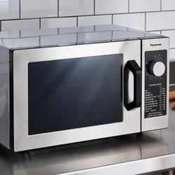 Panasonic NE-1025F Compact Light-Duty Countertop Commercial Microwave Oven with 6-Minute Electronic Dial Control Timer, Bottom Energy Feed, 1000W, 0.8