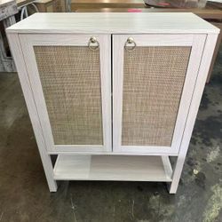 New assembled Rattan Shoe Cabinet with Storage - 5 Tier Farmhouse Boho Shoe Organizer Storage Cabinet with Shelves & Doors, Tall Shoe Rack Cabinet for