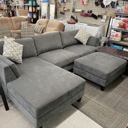 Sectional with Ottoman in Gray
