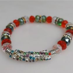 Faceted Glass Beads stretchable bracelet