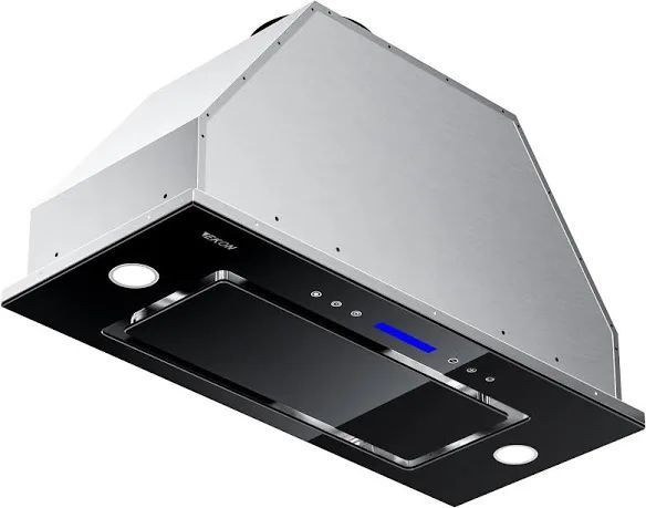 EKON - Built-in 36-inch extractor hood, 900 CFM tempered glass with touch control, convertible, ductless, 2 adjustable lights, 3 deflector filters