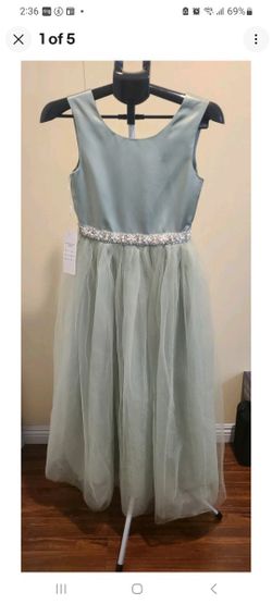 Flower Girl Formal Tulle Light Green Dress Size 14 $12