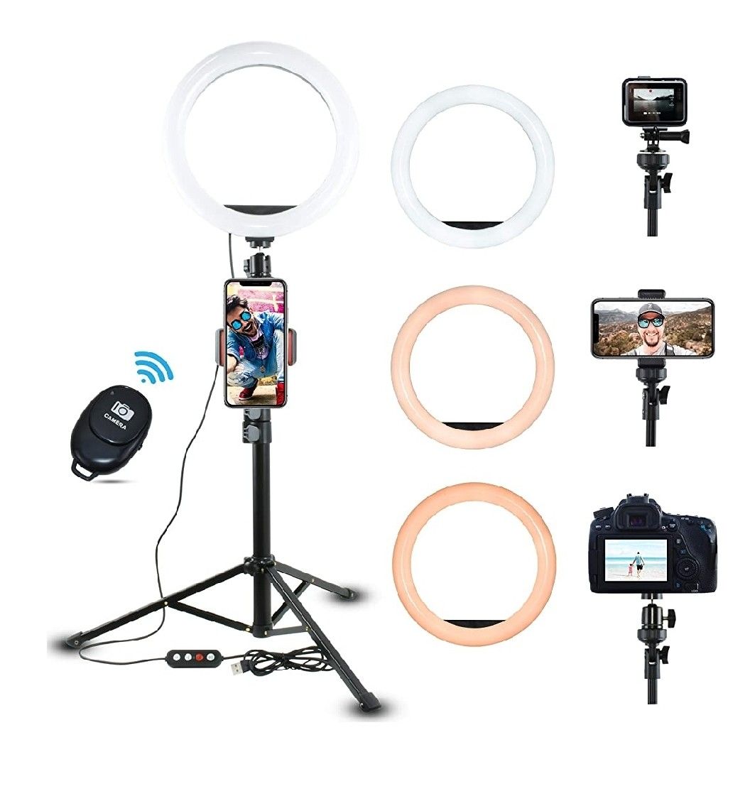 10" Dimmable Selfie Ring Light with Adjustable Tripod Stand & Phone Holder