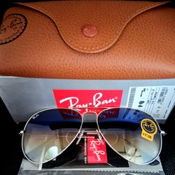 Ray-Ban RB3026 Silver Frame Blue Gradient Lens 62mm Sunglasses