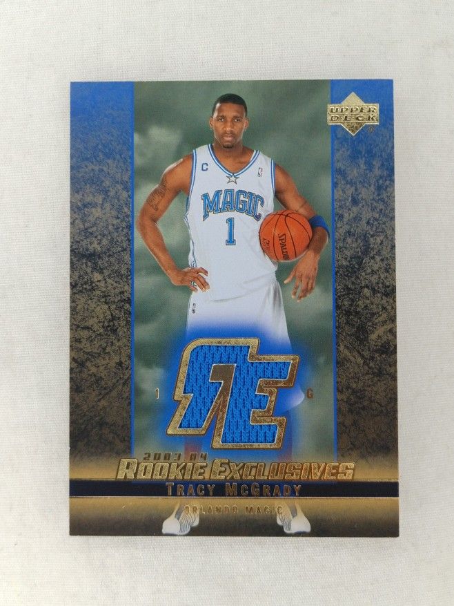 2003-04 Tracy Mcgrady Upper Deck Basketball Rookie Exclusives NBA Game Worn Magic Jersey Patch