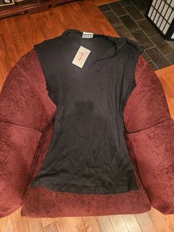 Black V-Neck Short Sleeve Top with Tags