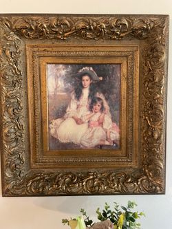 Vintage Victorian Framed Canvas .