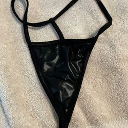 Black Shiny Thong Lingerie Undergarment 