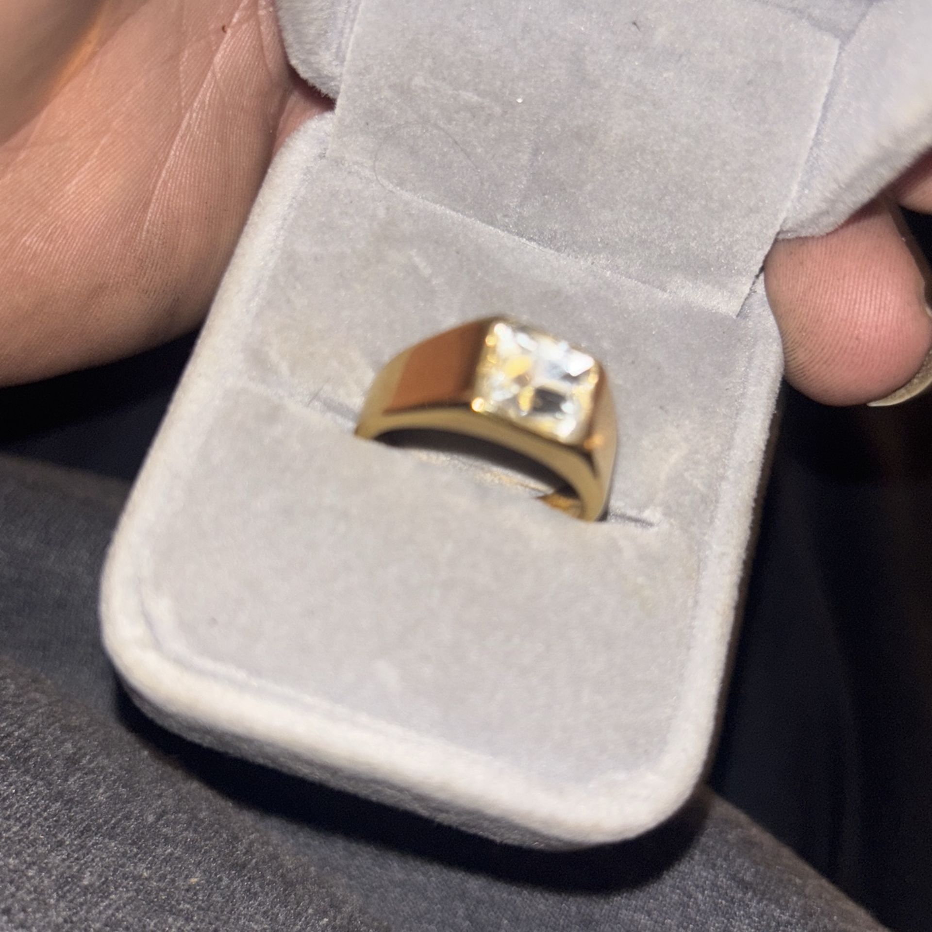 Size 9 Electroplated 18k Gold With Square Cubic Zirconia 