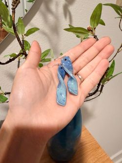 Boho style Blue ceramic earrings