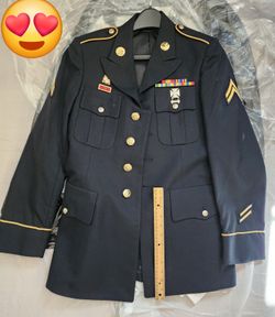 US Army Military Men ASU Uniform Coat Jacket NCO Pants Shirts White Long Short Sleeve Set Trousers Dress Blue