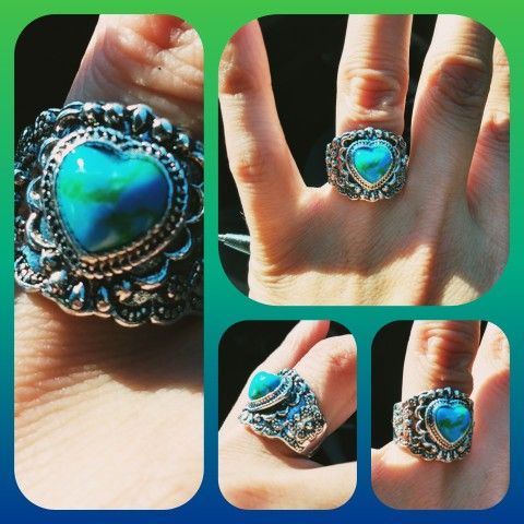Turquoise Heart Silver Ring