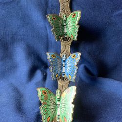 Vintage Retro Mid-Mod Brass Butterfly Clip | Painted Metal Butterfly Memo Clip | Allied Brass Desk Accessory | Office Organization