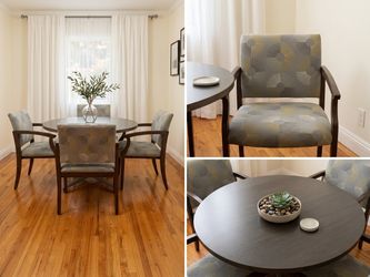 Round Dining Table with 4 Upholstered Chairs
