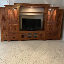 Entertainment Center - Mission Style Wall Unit, Solid Wood