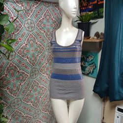 G by Guess Striped Sequin Tank Top, Size M