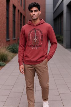 Life Is Good Hooded Sweater "Do What You Love" Faded Red Long Sleeve Sz XL NWT