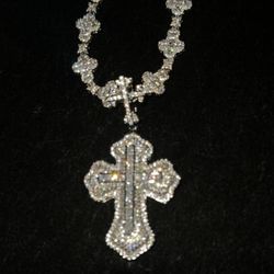 18 k Gold Plated Double Cross Pendant & 10 mm Cross Chain 