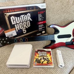 Nintendo Wii Guitar Hero Bundle W/Box!