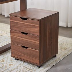 NEW -  3-Drawer File Cabinet for Home Office, Mobile Wooden File Cabinet, for Under Desk Storage, Brown,