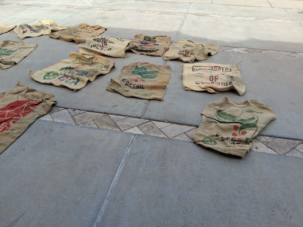 Decorative burlap coffee bean bags assorted