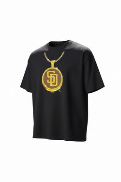 San Diego Padres Swag Chain Tshirt Black, Gold  Fanatics Size 2XL