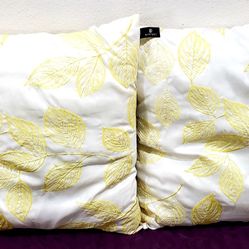 Gold Leaf Satin Large Throw Pillow Set 20in x 20in