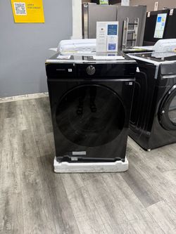 Samsung - BESPOKE 5.3 Cu. Ft. High-Efficiency Stackable Smart Front Load Washer with Steam and Super Speed Wash - Brushed Black 🔥