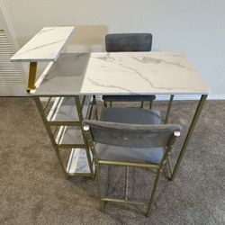 Counter Height Table with  Shelves, Seats Two