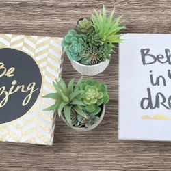 Home Decor- Signs Wall Art And Succulents 