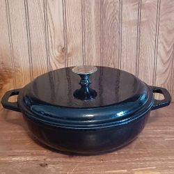 Wolfgang Puck Black Enamel Cast Iron 12" Dutch Oven Pot w/ Lid