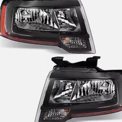 Headlights Black LH & RH Halogen+LED Headlights Reflector Type  Ford Expedition 2O15 2O16 2O17 !