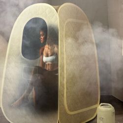 New in box image shows SaunaZen Portable Steam Sauna. Retails for $250