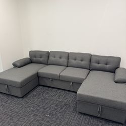 Dark Gray Sectional Couch 🛋️ Free Drop Off ✅ Brand New Double Storage With Pull Out Bed 