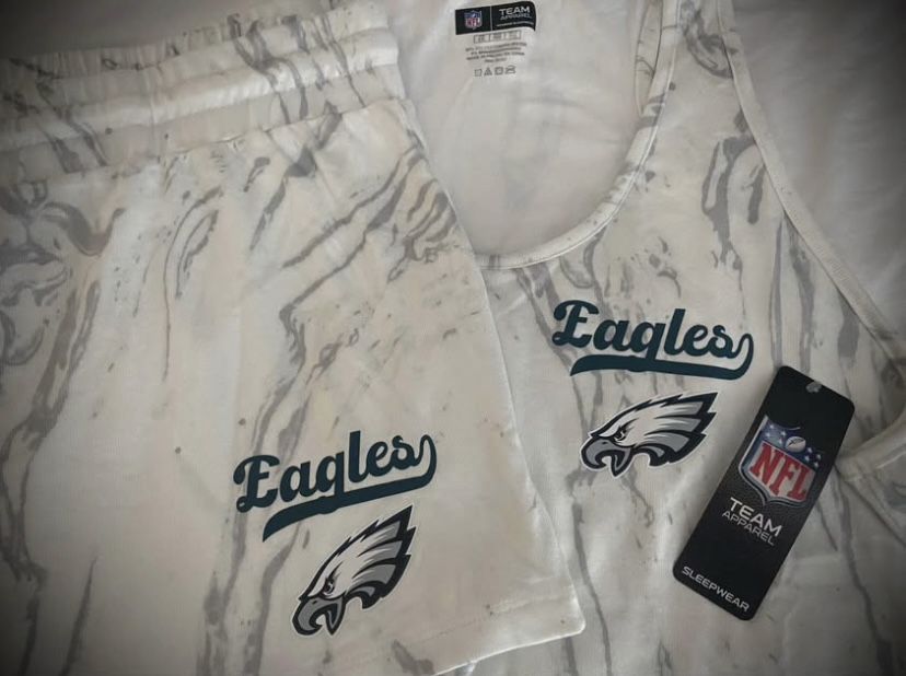 New Womens NFL Football Philadelphia Eagles Tank Top Shirt Shorts Sleep Set Loungewear Sleepwear XXL 2X