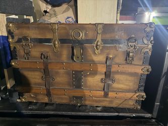 Antique Steamer Trunk with Brass Hardware
