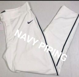Brand New Nike White With NAVY Piping Baseball Pants Men Sizes Medium, Large, XL, 2XL, 3XL