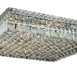 Maxime 13 Light 24” Chrome Flush Mount Ceiling Light in Royal Cut