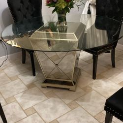 Dining Table 54 Inches Wide 30 Inches High One Hairline Crack On The Base Of The Table 