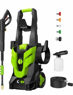 Pressure Washer, Power Washer with 4 Quick Connect Nozzles 1 Foam Cannon, High Pressure Cleaning Machine for Cars/Fences/Driveways/Patios/Farms/Home C