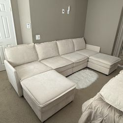 U Shaped Couch Sectional Sofa Couch With 2 Ottomans 